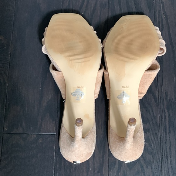 Guess Suede (Leather Upper) Tan Backless Heels - Picture 2 of 6